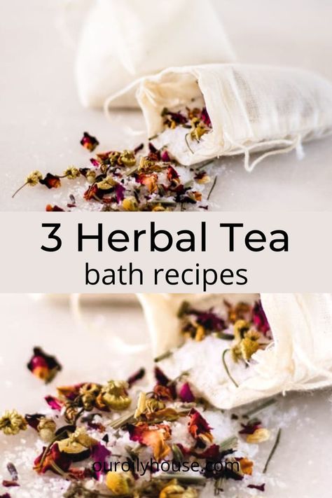 Diy Bath Gifts, Recipes With Instructions, Herbal Bath Recipes, Bath Tea Recipe, Diy Tea Bags, Bath Soak Recipe, Bath Tea Bags, Herbal Bath Salts, Diy Body Scrub Recipes