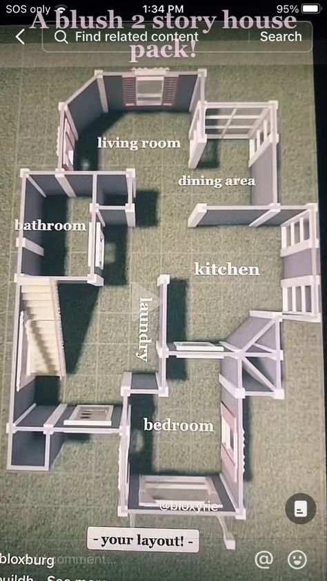 Bloxburg House Layouts 2 Story 5 Bedroom, 1 Story Small House, Bloxburg House Ideas Layout 1 Floor, Bloc Burg House Ideas Layout, Bloxburg House 2 Floor Layout, Large Bloxburg House Layouts, Coquette Bloxburg House Exterior Layout, Bloxbuger House Ideas Layout, Bloxburg Roleplay House Layout