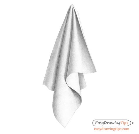 Drawing Draping Fabric, Cloth Drawing Pencil, Drapery Drawing Tutorials, Drawing Folds In Clothes, How To Draw Folds In Clothes, How To Draw Folds, How To Draw Fabric, Fabric Drawing Tutorial, Handkerchief Drawing