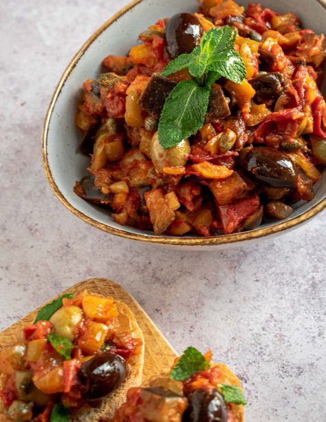 Kapunata – Maltese Caponata Maltese Dishes, Maltese Recipes Malta, Produce In Season, Caponata Recipe, Balanced Dinner Ideas, Maltese Food, Maltese Recipes, Balanced Dinner, Malta Food