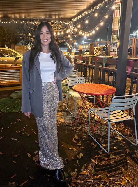 forever 21 style, forever 21 skirt, sequin skirt, maxi skirt, oversized blazer, blazer, sequins, chunky lace up shoes, chunky loafers, basic white tee

Follow my shop @lisadanae on the @shop.LTK app to shop this post and get my exclusive app-only content!

#liketkit #LTKstyletip #LTKunder50 #LTKSeasonal
@shop.ltk Sequin Skirt Tshirt Outfit, Glitter Skirt Outfit, Chunky Lace Up Shoes, Sequin Skirt Long, Sequin Maxi Skirt, Xmas Party Outfits, Silver Sequin Skirt, Maxi Sequin Skirt, Baggy Tee