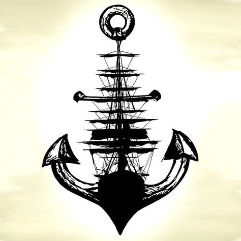 A really creative nautical tattoo design of a ship that turns into an anchor. Color: Black. Tags: Cool, Creative Sail Ship Tattoo, Ship Tattoo Ideas, Anchor Art, Pirate Tattoo, Kunst Tattoos, Anchor Tattoos, Nautical Tattoo, Anchor Tattoo, Geniale Tattoos