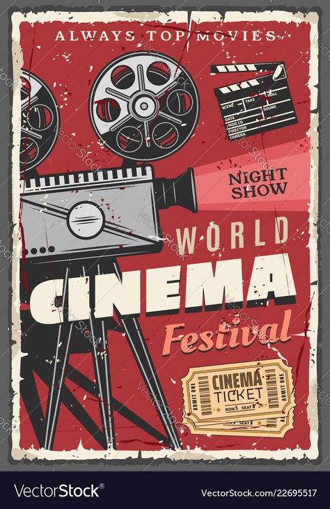 Vintage Video Camera, Deco Cinema, Vintage Films, Futurisme Retro, Poster Vintage Retro, Vintage Videos, Film Reels, Vintage Poster Design, Night Show