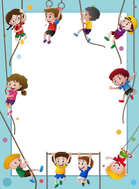 Free Vector | Paper template with kids climbing rope Baby Zebra Drawing, Portfolio Kindergarten, Shuffle Dance, Sports Frames, Kids Climbing, Photo Frame Wallpaper, Summer Banner, Blank Sign, Kids Background