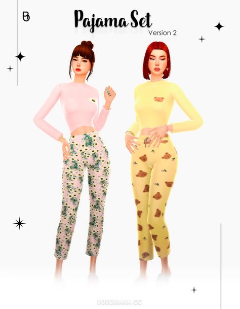 PIJAMA SET V2 ❄️ – @boschianacc on Tumblr Pijama Pants, Sims 4 Cottage, Pijama Set, Woman Top, Sims4 Clothes, Sims 4 Cc Packs, Sims 4 Cc Furniture, Sims 4 Collections, Sims 4 Cas