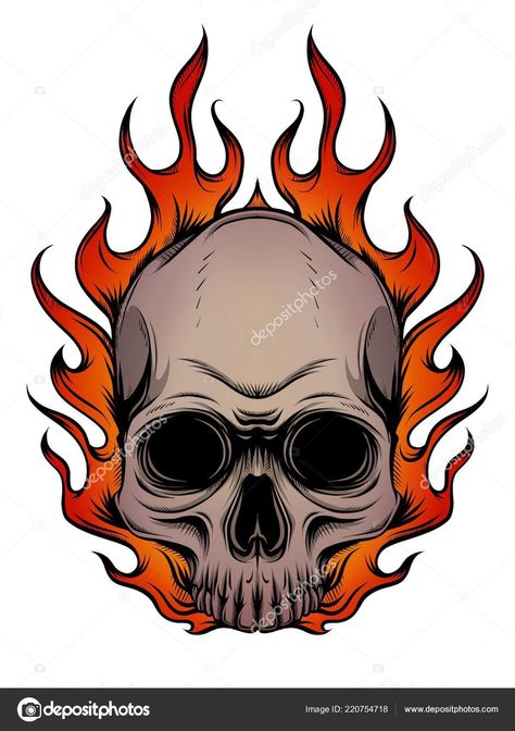 Flaming Skull Drawing, Skull Fire Tattoo, Skulls On Fire, Drawings Of Skulls, Skull With Flames, Draw Skull, Skull On Fire, Pop Art Tattoos