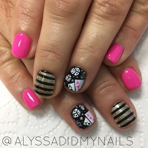 LAS VEGAS #lasvegas #vegasnails #rollthedice #gel #gelmanicure #manicure #freehand #awesomenailart #nailart #nailsdid #bocanailart… Fun Nails For Vegas, Las Vegas Manicure Ideas, Fun Vegas Nails, Poker Nails Design Las Vegas, Las Vegas Nail Art, Las Vegas Nails Ideas Sparkle, Short Vegas Nails, Las Vegas Nail Designs, Vegas Nails Design