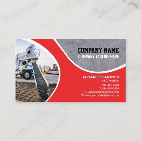 Concrete Business Cards, Construction Business Cards, Company Business Cards, Concrete Construction, Name Card Design, Hairstylist Business Cards, Business Card Design Inspiration, Luxury Business Cards, Business Card Inspiration