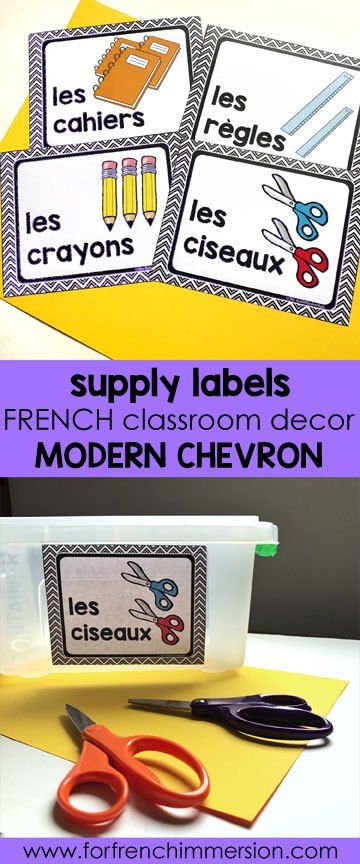 Classroom Organization Preschool, Classroom Decor Modern, French Immersion Kindergarten, French Classroom Decor, Classroom Supply Labels, Teaching French Immersion, French Immersion Resources, Classroom Supplies Labels, Preschool Supplies