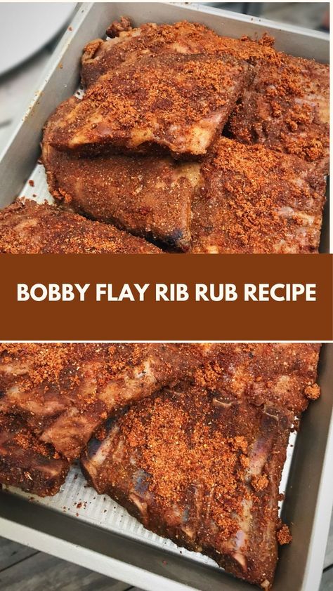 This delicious Bobby Flay rib rub recipe is quick and simple to make, perfect for adding bold, smoky flavor to your next barbecue. Made with pantry spices like cumin, paprika, and chili powder, this rub brings out the best in any rack of ribs. Customize with extra heat or sweetness to suit your taste! Barbeque Rub Recipe, Bobby Flay Rib Rub Recipe, Best Rib Rub Recipe, Pork Rib Rub Recipe, Spice Rub For Ribs, Homemade Bbq Rub, Rib Rubs, Rib Seasoning, Rib Rub Recipe