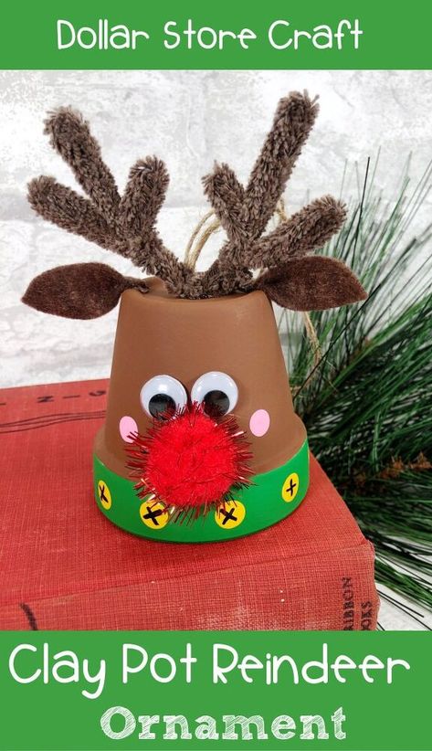 Clay Pot Reindeer Ornaments, Plant Pot Ornaments, Reindeer Clay Pots, Terracotta Pot Ornaments, Mini Clay Pot Christmas Ornaments, Small Clay Pot Crafts Christmas Gifts, Simple Xmas Crafts For Kids, Flower Pot Ornaments, Mini Flower Pot Christmas Ornaments