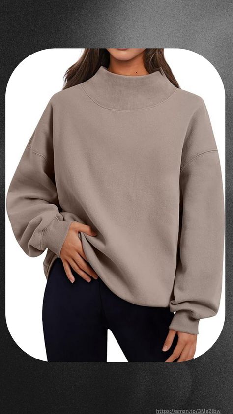 Womens Oversized Sweatshirts, Tops Fall Outfits, Sport Sweater, Turtleneck Pullover, Collared Sweatshirt, Loose Tops, Tops Fall, Fall Fashion Outfits, Stylish Fashion