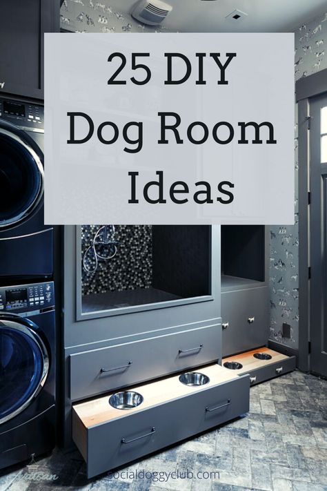 Dog Room With Wash Station, Laundry Room With Dog Feeding Station, Laundry Room And Dog Room Ideas, Laundry And Pet Room Ideas, Mudroom Ideas Entryway With Dog Bowls, Dogs In Laundry Room, Big Dog Room Ideas, Pet Mudroom Ideas, Dog Groom Room Ideas