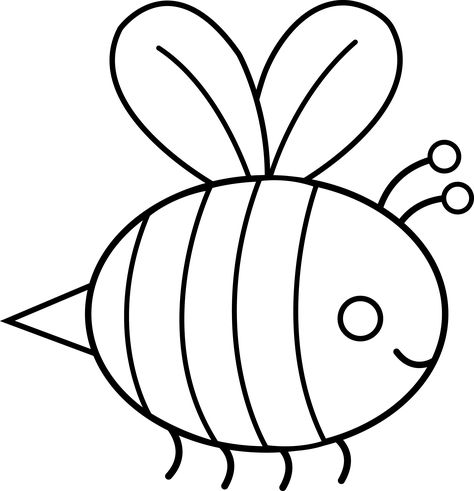 Bee Themed Crafts, Wings Outline, Bumble Bee Clipart, Art Challenge Ideas, Preschool Process Art, Bee Outline, Spring Templates, Bee Template, Bee Stencil