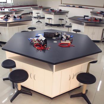 Lab Furniture Design, Physics Lab Design, Physics Lab Decoration Ideas, Science Classroom Setup, Science Classroom Middle School, Science Classroom Ideas, Futuristic Classroom, Science Lab Classroom, Elementary Science Classroom