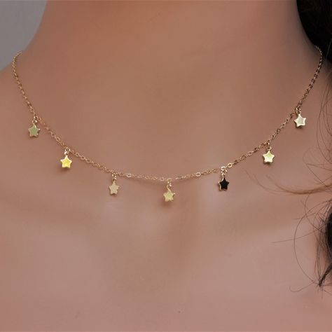 Excited to share this item from my #etsy shop: Dainty Star Choker Necklace - 14k Gold Filled Star Necklace - Dangle Star Layering Necklace - Tiny Star choker - Necklace for wonen - Dangle Star Choker, South San Francisco, Ribbon Gift, Eye Makeup Designs, Jewelry Accessories Ideas, Tiny Star, Layering Necklace, Girls Necklaces, Girly Jewelry