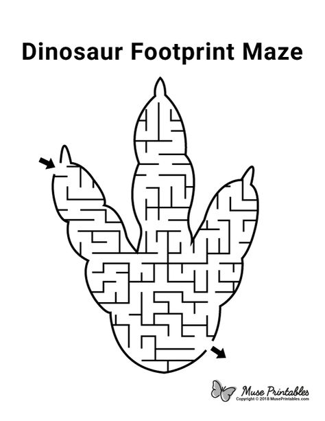 Free printable dinosaur footprint. Download it at https://museprintables.com/download/maze/dinosaur-footprint/ Printable Mazes, Dinosaurs Preschool, Dinosaur Footprint, Mazes For Kids, Activity Sheets For Kids, Dinosaur Activities, Dinosaur Crafts, Dinosaur Coloring Pages, Childrens Games