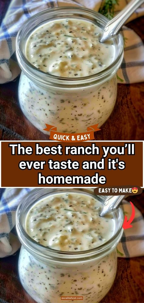 The best ranch you’ll ever taste and it's homemade Homage Ranch Dressing, Best Ranch Dressing Recipe, Restaurant Ranch, Best Ranch Dressing, Ranch Dressing Recipe Homemade, Homemade Dressings, Granulated Garlic, Buttermilk Ranch Dressing, Ranch Dressing Recipe