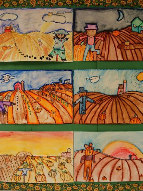 a faithful attempt: One Point Perspective Pumpkin Patch Landscape 6TH GRADE ONE POINT PERSPECTIVE Classe D'art, October Art, 2nd Grade Art, Fall Art Projects, 6th Grade Art, One Point Perspective, 4th Grade Art, 5th Grade Art, 3rd Grade Art