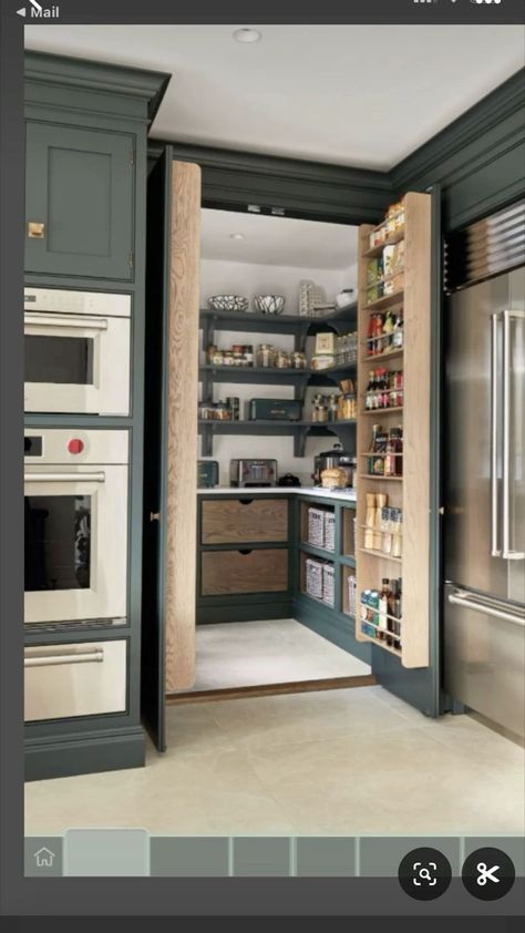 Pantry Room With Fridge, Butlers Pantry Entrance, Fridge In Pantry, Pantry With Fridge, Pantry In Kitchen, Mid Modern House, Kitchen Entry, Pantry Room, Pantry Remodel