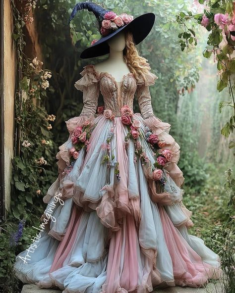 Fairy Witch Costume, Moody Clothes, Witchy Dresses, Dog Fashion Clothes, Poofy Dress, Witch Cosplay, Halloween Coustumes, Dreamy Gowns, Magic Dress