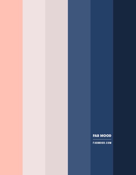 Navy Peach Bedroom, Navy Blue And Peach Living Room, Navy And Blush Room Decor, Navy Blue And Pink Colour Palette, Peach And Navy Blue Combination Dress, Blue Grey Peach Color Palette, Peach Navy Color Palette, Navy And Peach Bathroom, Navy Coral Living Room