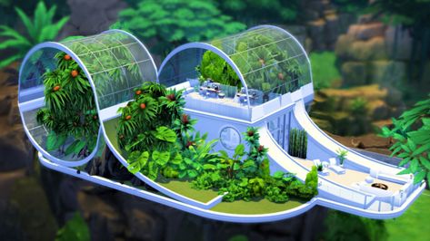 Sims 4 Park Ideas, Plant Research, Casas The Sims Freeplay, Eco Pods, Futuristic House, The Sims 4 Lots, Lots Of Plants, Sims 4 Speed Build, Pod House