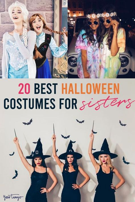 20 Best Halloween Costume Ideas For Sisters - When thinking of Halloween costume ideas, why not dress up with your sister from the same mister? These Halloween costumes for sisters are creative and fun, and sure to wow everyone at parties. Sisters Halloween Costumes Adult, 4 Sisters Halloween Costumes, Twins Halloween Costumes For Women, Sister Customes Ideas, Halloween Costumes Sisters Women, Funny Sister Halloween Costumes, Cute Halloween Costumes For Sisters, Diy Sister Halloween Costumes, Matching Halloween Costumes For Sisters