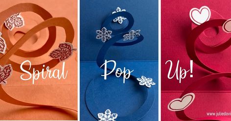 When I saw the To Every Season bundle in the Holiday Catalog, I knew these adorable punched images would be perfect for the Spiral Po... Spiral Pop Up Card, Card Template Free, Pop Up Card Templates, Card Templates Free, The Spiral, Circle Punch, Blush Bride, Club Card, Templates Printable Free