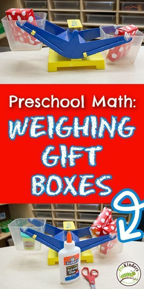 This weight measuring activity from PreKinders can be a fun preschool center at Christmas time or anytime of the year. In this activity, children weigh gift boxes on a balance scale to see which weigh the most, least, or same. Try out this fun Christmas activity! Science Center Preschool, Gift Boxes Christmas, Preschool Christmas Activities, Christian Preschool, Measurement Activities, Balance Scale, Fun Christmas Activities, Preschool Centers, Playful Learning