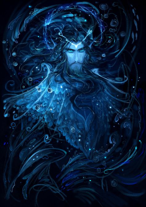 [Silmarillion]Ulmo by Wavesheep on deviantART Long Hair, Water, Hair, Blue