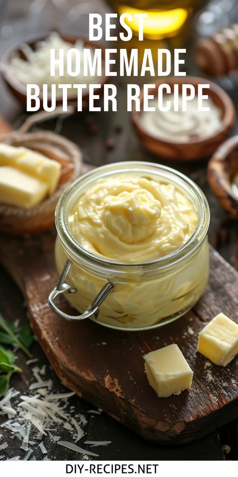 Create the best homemade butter with this straightforward recipe. Homemade Recipes From Scratch, Home Made Butter, Bread Business, Amish Food, Flavored Butter Recipes, Butter Recipes Homemade, Diy Butter, Making Butter, Homemade Breads