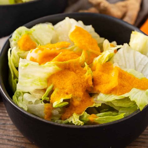 Carrot Ginger Dressing Teppanyaki Recipe, Light Salad Dressing, Carrot Dressing, Carrot Ginger Dressing, Ginger Salad, Japanese Hibachi, Ginger Salad Dressings, Salad Dressing Recipes Healthy, Ginger Dressing