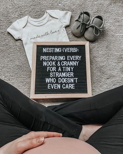 Letterboard quote. Pregnancy. Nesting. Preparing for baby. Motherhood quote. Letterboard Ideas, Baby Bump Pictures, Bump Pictures, Cute Pregnancy Pictures, Pregnancy Bump, Happy Pregnancy, Baby Kicking, Pregnancy Quotes, Pregnancy Humor