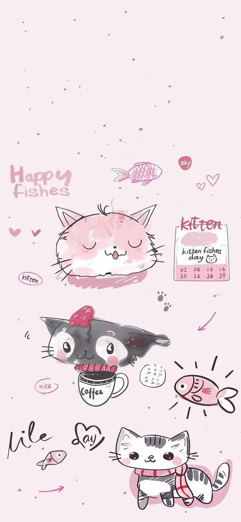 Cats Phone Wallpaper, Cute Lock And Home Screen Wallpaper, Wallpaper Lock Screen And Home Screen, Homescreen Lockscreen Wallpaper, Cat Homescreen, Home Screen And Lock Screen Wallpaper, Wallpaper Home Screen, Kawaii Wallpaper Aesthetic, Lockscreen And Homescreen