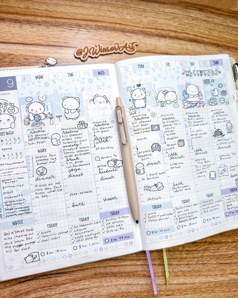 Somehow sharing my weekly pages feels more personal than my daily journal pages. 📜 @hobonichi_global Hobonichi cousin planner Daily @plan4happy and weekly @stickersanddoodles stickers #planning #journals #hobonichi #hobonichitecho #hobonichicousin #hobonichiavec #plannerstickers #plannerspread #planneraddict #bulletjournal #bujo #journaling #journal #planner #handwriting #bulletjournaling #calligraphy #lettering #plannercommunity #fillednotebooks Hobonichi My 100 Ideas, Hobonichi Daily Pages, Hobonichi Daily, Planner Handwriting, Bujo Journaling, Hobonichi A6, Aesthetic Journaling, Hobonichi Planner, Hobonichi Weeks