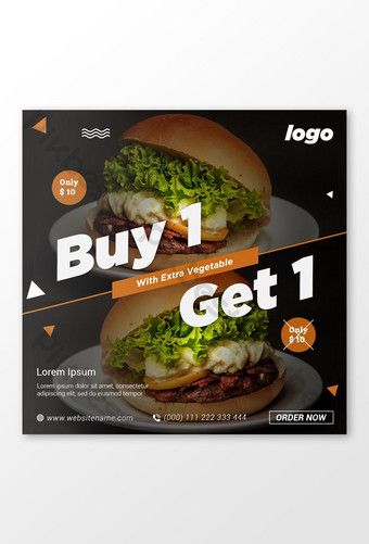 Buy One Get One Free Ads, Buy One Get One Free Poster Design, Burger Social Media Post, Creative Facebook Cover, Advertisement Layout, Food Post, Food Graphic Design, Food Poster Design, Buy One Get One Free