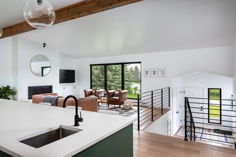 Split Level Remodel - Midcentury - Living Room - Other - by 45 Architecture | Houzz Split Level Entry Remodel, Split Level Entryway Ideas, Split Level House Remodels, Raised Ranch Kitchen, Split Foyer Remodel, Split Level Home Designs, Split Level House Exterior, Tri Level House, Split Level Floor Plans