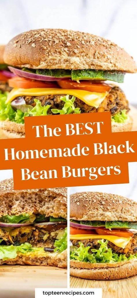 The BEST Homemade Black Bean Burgers - Top Recipes Black Bean Burgers Recipe, Blackbeans Burgers Recipe, Blackbeans Burgers, Homemade Black Bean Burgers, Bombay Potato Recipe, Ricotta Pasta Bake, Burger Homemade, Bean Burger Recipe, Spinach Ricotta Pasta