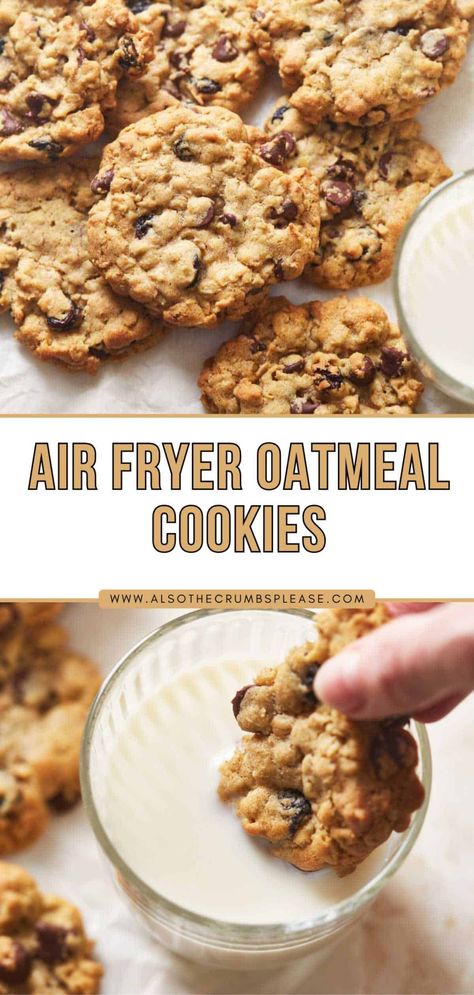 Savor the goodness of our Air Fryer Oatmeal Cookies made effortlessly in the air fryer. The perfect blend of warm cinnamon and soft, chewy oats awaits you in every bite. Air Fryer Oatmeal Cookies, Air Fryer Oatmeal, Air Fryer Cookies, Oat Cookie Recipe, Oatmeal Cookies Easy, Quick Baking, Easy Oatmeal, Oatmeal Cookies Chewy, Biscuit Recipes