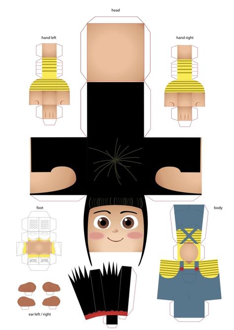 Paper Toy | Agnes from Despicable Me by Aprilia Hestya Alam, via Behance Manicure Clipart, Cottage Rug, Paper Toy Printable, Origami Templates, Disney Paper Dolls, Happy Birthday Minions, Printable Toys, Paper Toys Template, Paper Doll Template