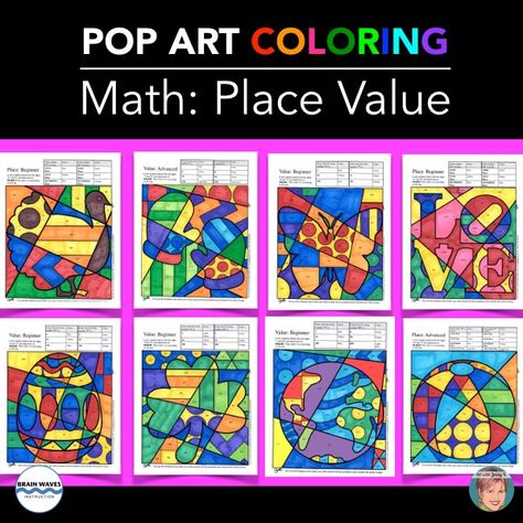 Place Value Coloring Pages Yearly Collection from Art with Jenny K. Place Value Art, Maths Art, Math Coloring Pages, Art With Jenny K, Teacher Toolkit, Math Place Value, Thanksgiving Math, Primary And Secondary Colors, Math Stem