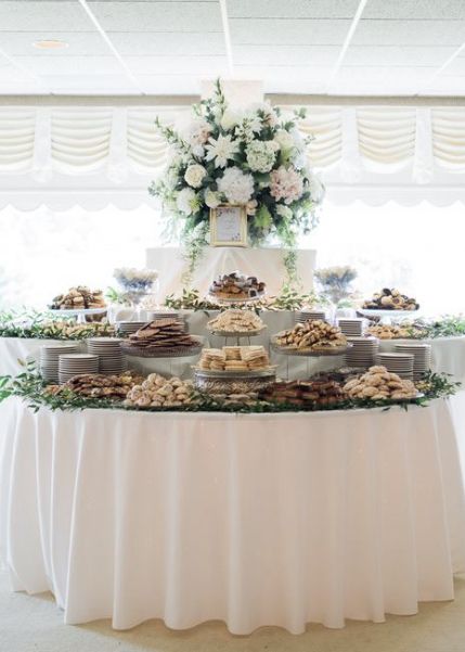 Food Arrangement Ideas Buffet Tables Wedding Reception, Dessert Counter Display, Round Buffet Table Food Displays, Banquet Food Ideas Buffet Tables, Execution Photos, Wedding Catering Ideas Buffet Tables, Round Dessert Table, Wedding Buffet Table Decor, Buffet Table Arrangement