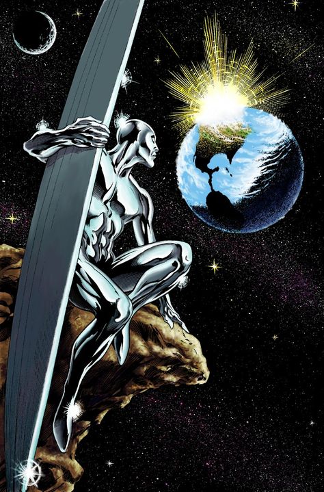 #Silver #Surfer #Fan #Art. (Silver Surfer) By: KaRzA-76. ÅWESOMENESS!!!™ Silver Surfer Wallpaper, Cosmic Warrior, Silver Surfer Comic, Silver Surf, Surfer Art, Drawing Superheroes, Marvel Comics Wallpaper, Bd Comics, Uncanny X-men