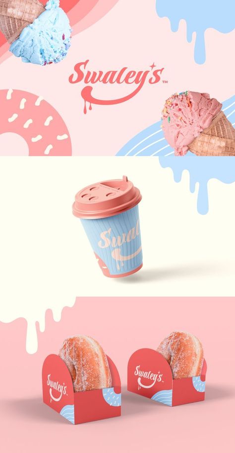 design, vector, illustration, cute, logo, modern, ice cream, cream, identity, icon, ice, food, business, sweet, element, branding, dessert, cone, cartoon, dairy, colorful, frozen, delicious, symbol, product, summer, sugar, label, graphic, shop, flavor, isolated, creative, emblem, elegant, cold, background, template, badge, candy, brand, simple, tasty, vanilla, milk, art, sticker, happy, mascot, stamp Packaging Ice Cream Design, Ice Cream Design Poster, Ice Cream Brand Identity, Ice Cream Brand Logo, Ice Cream Logo Branding, Pink And Blue Branding, Ice Cream Branding Design, Ice Cream Shop Branding, Ice Cream Truck Design