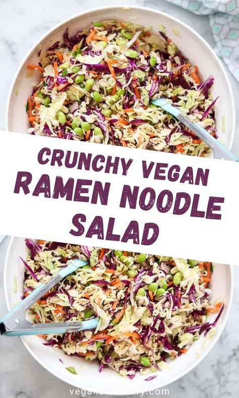 Recipes Using Ramen, Cabbage Ramen Noodle Salad, Recipes Using Ramen Noodles, Vegan Salad Ideas, Using Ramen Noodles, Cabbage Ramen, Healthy Ramen Noodle Recipes, Ramen Cabbage Salad, Salad With Cabbage