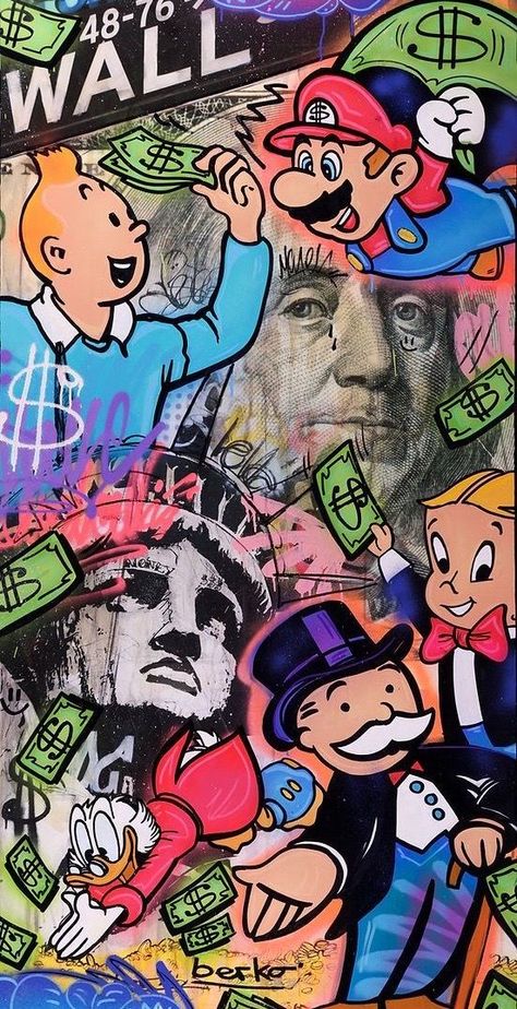 Contemporary Portrait Artists, Cartoon Money, Disney Money, Money Art, Wallpaper Aesthetic Wallpaper, Graffiti Wallpaper Iphone, Money Design, Contemporary Portrait, Graffiti Wallpaper