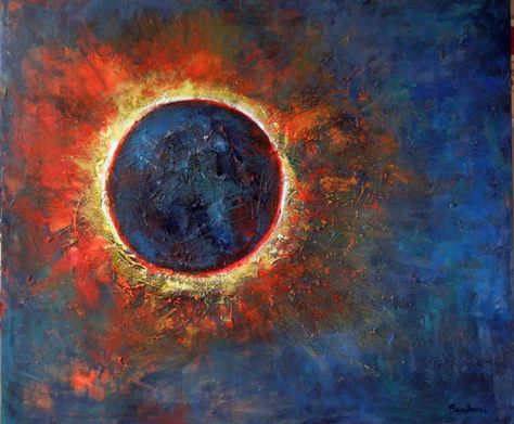 Eclipses Art, Sun Painting, Astronomy Art, Moon Painting, Dark Side Of The Moon, Total Eclipse, Sun Art, Hubble Space Telescope, Large Abstract Painting