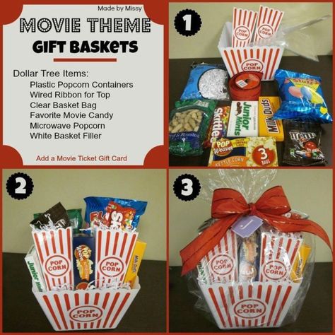 8 DIY Gifts For Your Significant Others Bracelets Homemade, Movie Basket, Movie Basket Gift, Auction Basket, Homemade Gift Baskets, Baskets Ideas, Auction Baskets, Raffle Basket, Raffle Baskets