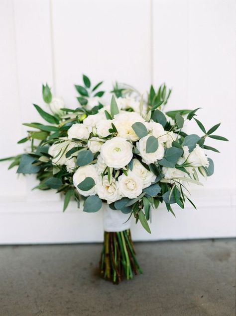 Pretty Wedding Bouquet, Greenery Wedding Bouquet, Spring Wedding Bouquets, Summer Wedding Bouquets, Flowers And Greenery, All White Wedding, White Wedding Bouquets, White Wedding Flowers, White Bouquet